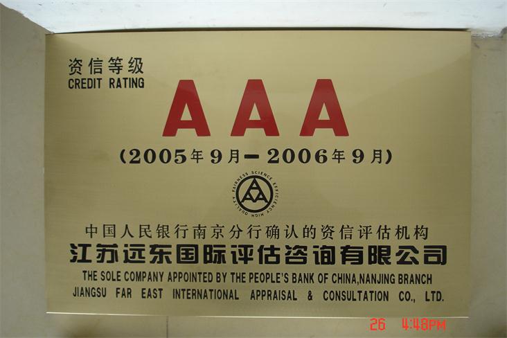 江蘇遠(yuǎn)東國(guó)際評(píng)估咨詢AAA級(jí)證書